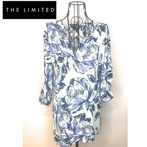 THE LIMITED Blue Floral Asymmetric Dress